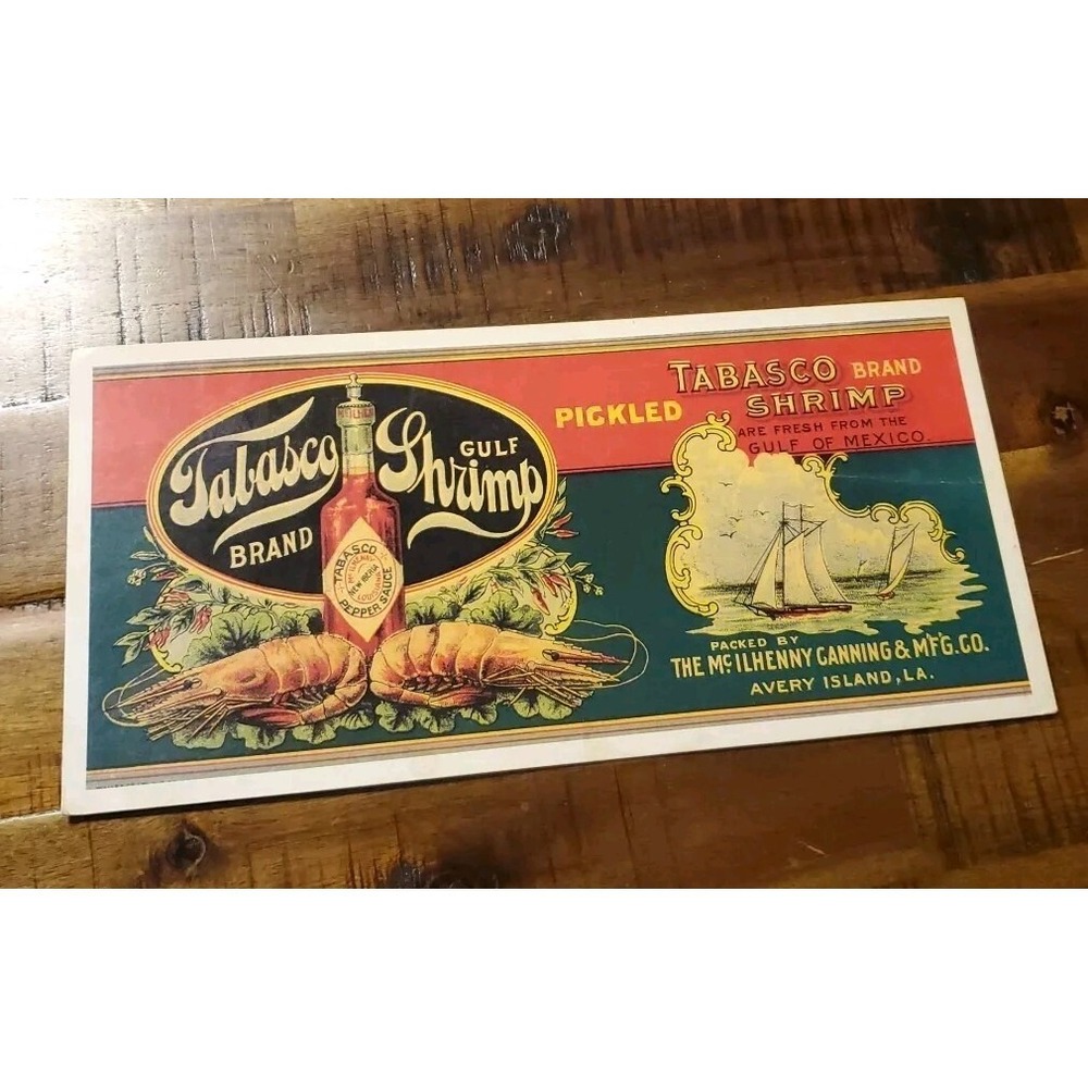 Postcard: Avery Island LA‎ Tabasco Brand Gulf Pickled Shrimp 11.75 x5.5 inch